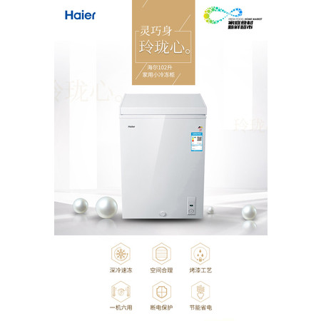 Haier/海尔 BC/BD-102HT/家用小冰柜 冷柜/大冷冻/冷藏冷冻省电