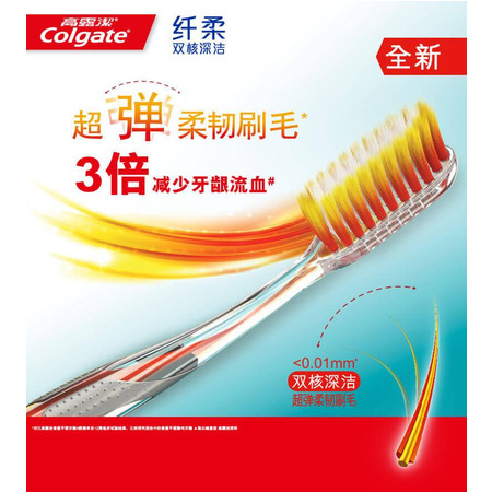 高露洁/Colgate 高露洁纤柔双核深洁牙刷双支装清洁牙菌斑