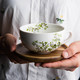 日式创意绿叶陶瓷茶具套装茶杯茶壶家用木碟咖啡杯马克杯