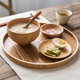 创意原木托盘 日式木质圆形托盘 酒店餐厅茶盘餐盘果盘