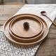 创意原木托盘 日式木质圆形托盘 酒店餐厅茶盘餐盘果盘