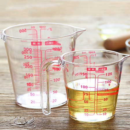 厨房烘焙带刻度量杯 家用透明量取器液体加计量称量杯