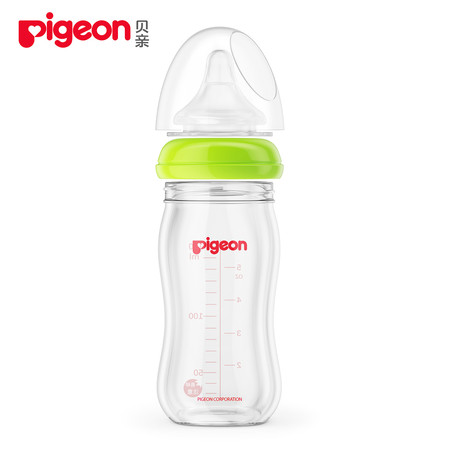 贝亲/PIGEON 日本进口瓶身宽口径玻璃奶瓶 160ml（买奶瓶送把手）AA72/AA73