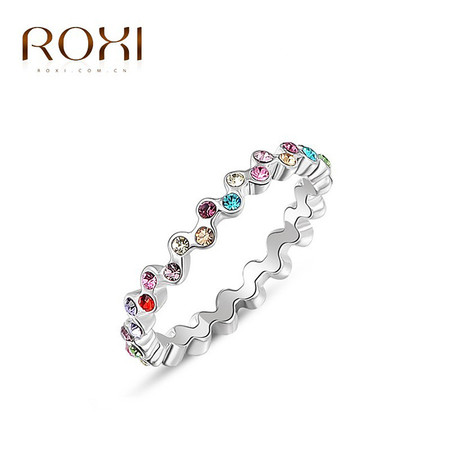 ROMAD ROXI 2010413160a 韩版时尚彩钻戒指外贸热销首饰白金金彩钻指环