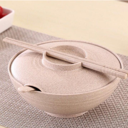 小麦秸秆餐具碗套装隔热防烫环保稻壳纤维学生泡面碗 保鲜碗