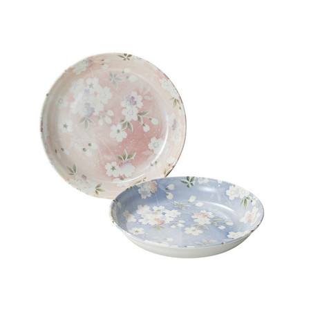 日本原产AITO宇野千代樱吹雪系列美浓烧陶瓷深口碟2件套图片