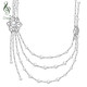 法国讴瑟典雅大方珍珠项链电镀白金施华洛世奇元素毛衣长链N414005AA