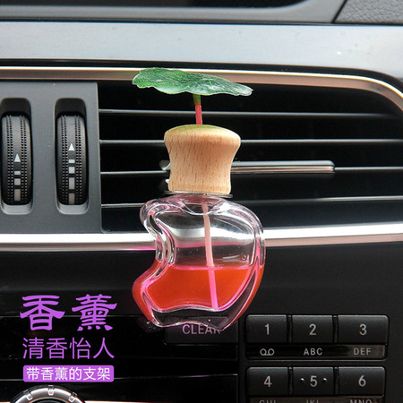 汽车出风口香水定制 液体型车载香水苹果方形香水瓶汽车香水图片