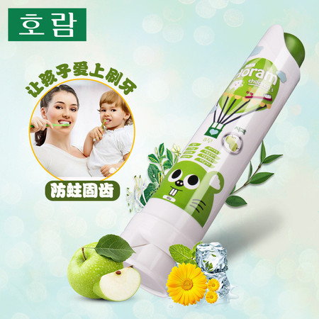 皓蓝 韩国进口泵乐泵压式儿童牙膏（苹果味/草莓味）80g图片