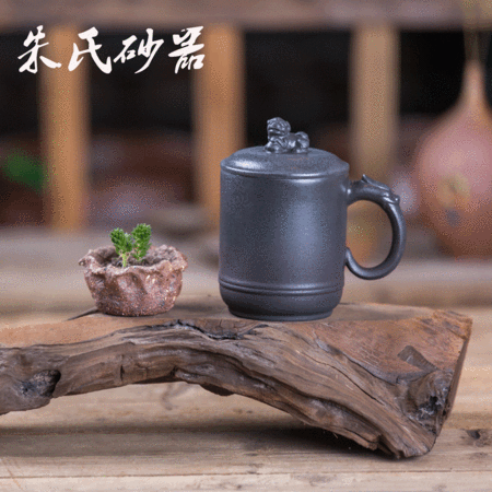 荥经砂器 水杯 茶杯 纯手工制作无釉健康黑砂麒麟杯包邮