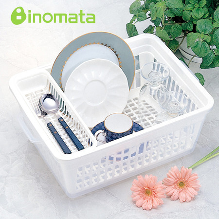 INOMATA 日本进口双层带盖碗架餐具沥水架放碗架整理架 滤碗架厨房置物架图片