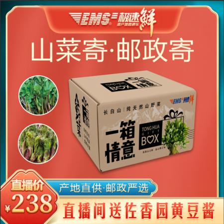 【预售】【吉林通化】东北特产山野菜 6斤/箱 新鲜 2斤刺嫩芽 4斤大叶芹 直播间下单送黄豆酱1袋