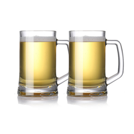 帕莎帕琦Pasabahce欧洲进口创意加厚酒吧马克杯玻璃啤酒杯扎啤杯500ml两只装55129