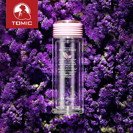 特美刻/TOMIC 双层玻璃杯耐热带盖过滤创意透明水杯子泡茶杯花茶杯子