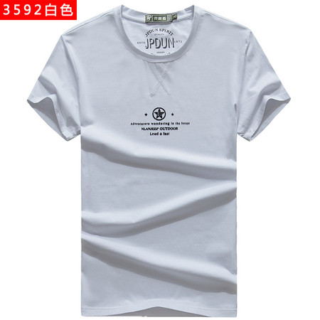 吉普盾 男式t恤短袖新款夏季纯色男装青年修身休闲圆领3592图片