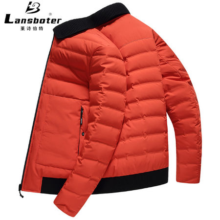 LANSBOTER/莱诗伯特   冬季新款男式羽绒服时尚简约可脱卸领加厚短款羽绒服外套9111