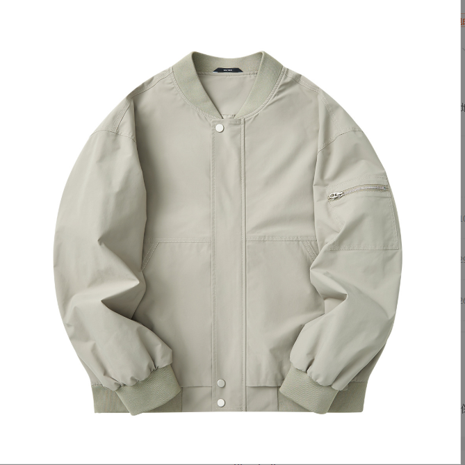 男装棒球领飞行服夹克男2023春新款纯色男士休闲外套