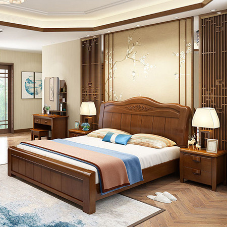 MANOY YUHOUSE 实木床1.8米双人床现代中式主卧婚床 1.5米单人床气压高箱图片