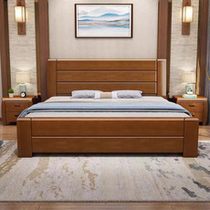 MANOY YUHOUSE 实木床1.5米中式胡桃色双人床1.8米大床卧室床家
