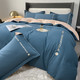暖西施 新款简约100水洗棉四件套高端裸睡床笠款被套件纯色刺绣
