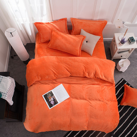 朵诗曼 纯色加厚冬季珊瑚绒四件套保暖法莱绒法兰绒1.8m床上用品床单被套图片