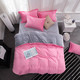 朵诗曼 纯色加厚冬季珊瑚绒四件套保暖法莱绒法兰绒1.8m床上用品床单粉色银灰