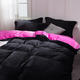 朵诗曼 纯色加厚冬季珊瑚绒四件套保暖法莱绒法兰绒1.8m床上用品床单黑色玫红