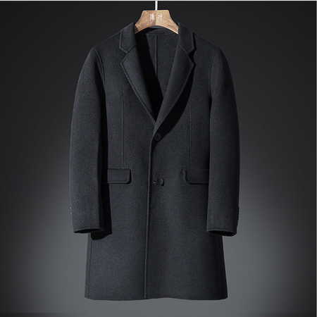 博纳罗蒂   冬季新款男式双面呢大衣青年修身羊毛外套中长款呢大衣9906