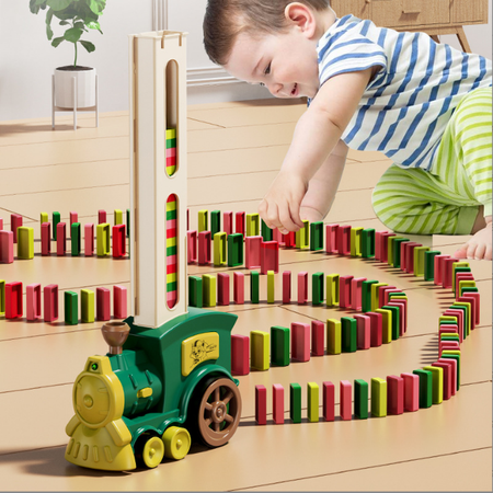 育儿宝 育儿宝 小火车儿童男孩益智自动投发放车积木玩具电动3岁女孩4