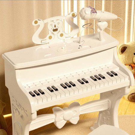 育儿宝 儿童灯光音乐钢琴玩具多功能电子琴带话筒初学者练学弹琴图片