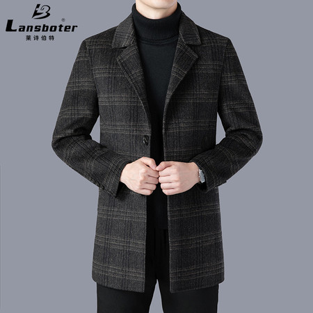 莱诗伯特 手工缝制秋冬新款阿尔巴卡双面呢大衣男士中长款羊毛大衣呢子外套图片