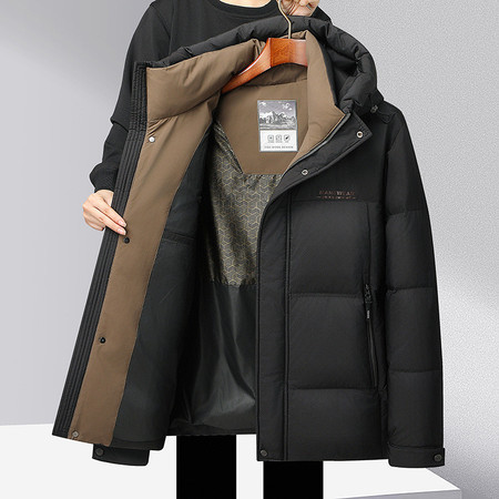 LANSBOTER/莱诗伯特 男士羽绒服冬季新款保暖高端外套连帽面包90羽绒服图片
