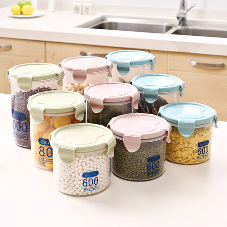  厨房透明密封罐塑料家用五谷杂粮收纳盒储存罐子食品储物罐奶粉罐（大号3支装）图片