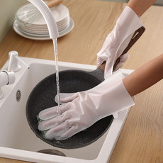 中科港 家务洗碗手套透白洗衣防水胶皮家用清洁橡胶防滑耐用薄款