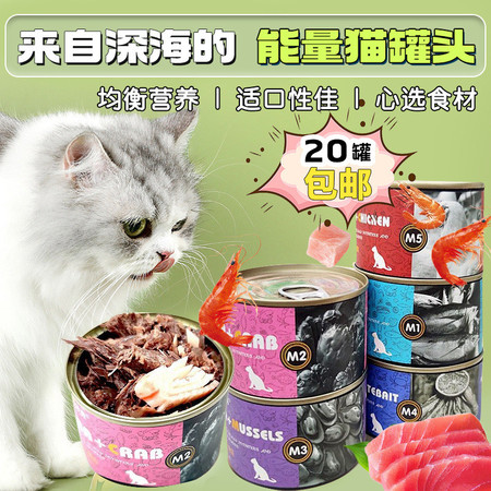 一贯 猫罐头猫零食猫湿粮金枪鱼鸡肉虾170g*12罐整箱