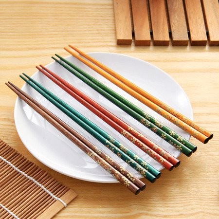 欧润哲 10双日式柯木筷子套装 厨房手工实木筷子 日式料理尖头筷图片