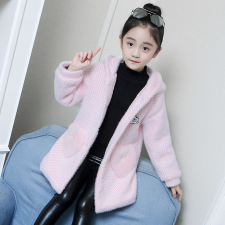 女童洋气外套秋冬装新款韩版儿童加厚中大童毛呢子雪貂绒大衣