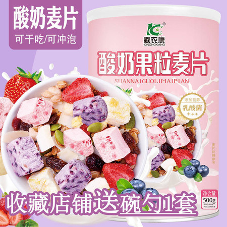 【送碗勺】酸奶果粒麦片500g 网红早餐食品 乳酸菌水果坚果燕麦片