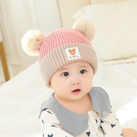 婴儿帽子秋冬季 新生儿加厚保暖加绒3-6-12-24个月宝宝男女儿童帽
