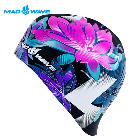 迈俄威madwave女性专用泳帽  花朵造型舒适防水泳帽M0556 08 0 00W 