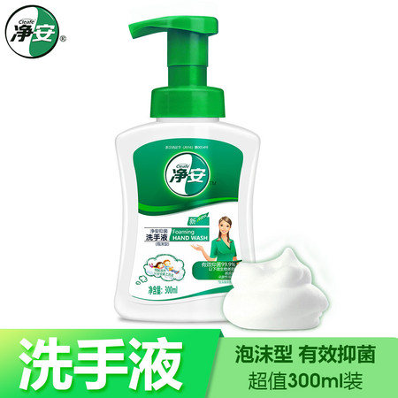 净安 （Cleafe） 净安抑菌泡沫洗手液家用儿童便携式 (泡沫型)300ml*1瓶图片