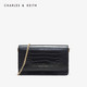 CHARLES & KEITH 小ck包 女士压纹包面饰翻盖斜背包CK2-70840200-2