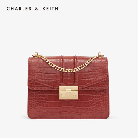 CHARLES&KEITH 小ck包 金属方扣饰链条斜背包CK2-21200002-4