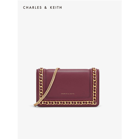 CHARLES & KEITH 小CK 女包金属链条饰女士翻盖单肩包CK2-70840146-1图片