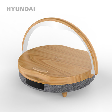 韩国现代/HYUNDAI 多功能无线充台灯时计闹钟音箱 YH-C009 Plus  木纹色图片