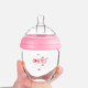 运智贝广口玻璃奶瓶宝宝奶瓶带硅胶套带手柄吸管婴幼儿童奶瓶