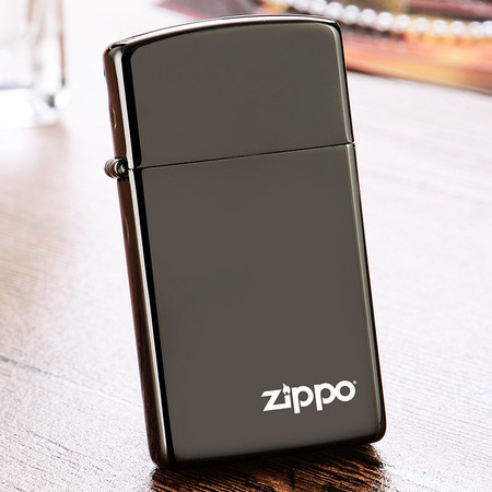 zippo之宝 防风打火机 28123ZL 纤巧黑炫商标 美国原装进口 专柜正品