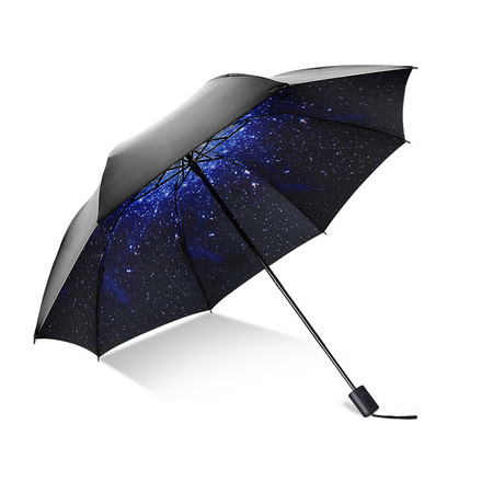 蓝雨晴雨两用雨伞女黑胶防晒小黑伞折叠防紫外线遮阳伞太阳伞 23寸图片