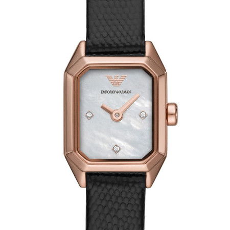 阿玛尼 （Emporio Armani）手表 休闲镶钻方表盘皮带石英女士腕表 AR11248