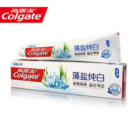 高露洁/Colgate牙膏藻盐纯白 南美海藻盐白亮齿含氟化钠海洋清新180g/支图片